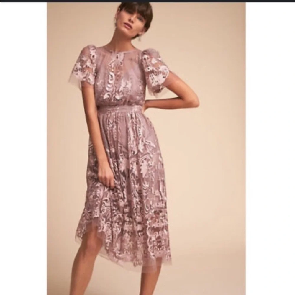 BHLDN Vivica Lace Midi Dress in Lavender - Picture 3 of 8